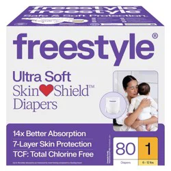 Freestyle Total Chlorine Free 14x Better Absorption Hypoallergenic Baby Diapers- Size 1- 80 ct