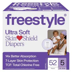 Freestyle Total Chlorine Free 14x Better Absorption Hypoallergenic Baby Diapers - Size 5 - 52ct