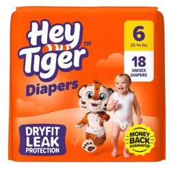 Hey Tiger Disposable Diapers - Size 6 - 18ct