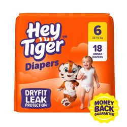 Hey Tiger Disposable Diapers - Size 6 - 18ct