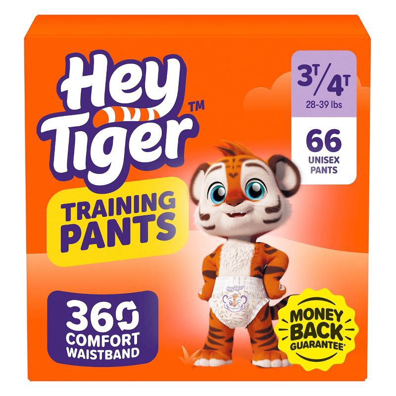 slide 1 of 10, Hey Tiger Disposable Training Pants - 3T-4T - 66ct: 28 to 39 lbs, Wood Fluff Pulp, 66 ct, 39 lb