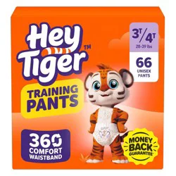 Hey Tiger Disposable Training Pants - 3T-4T - 66ct: 28 to 39 lbs, Wood Fluff Pulp