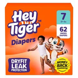 Hey Tiger Disposable Diapers - Size 7 - 62ct