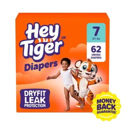 Hey Tiger Disposable Diapers - Size 7 - 62ct