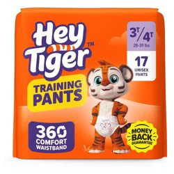Hey Tiger Disposable Training Pants - 3T-4T - 17ct: Wood Fluff Pulp, 28-39 lbs
