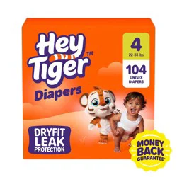 Hey Tiger Disposable Diapers - Size 4 - 104ct