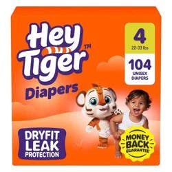 Hey Tiger Disposable Diapers - Size 4 - 104ct
