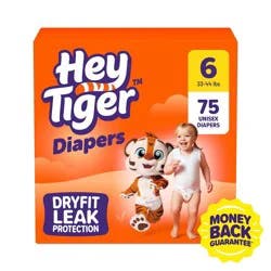 Hey Tiger Disposable Diapers - Size 6 - 75ct