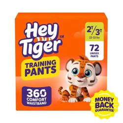 Hey Tiger Disposable Training Pants - 2T-3T - 72ct: Wood Fluff Pulp, 22-33 lbs