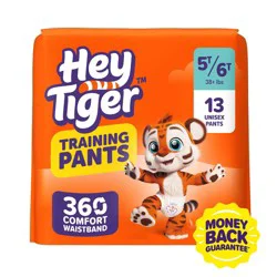 Hey Tiger Disposable Training Pants - 5T-6T - 13ct: Wood Fluff Pulp, 38+ lbs, White
