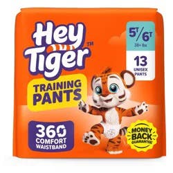 Hey Tiger Disposable Training Pants - 5T-6T - 13ct: Wood Fluff Pulp, 38+ lbs, White