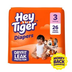 Hey Tiger Disposable Diapers - Size 3 - 26ct