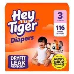 Hey Tiger Disposable Diapers - Size 3 - 116ct