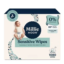 Millie Moon Sensitive Wipes - 1080ct: Whole Body, Hypoallergenic, Latex-Free, Viscose