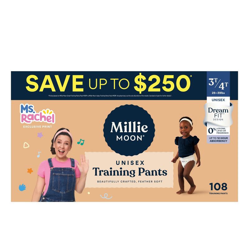 slide 1 of 12, Millie Moon Ms Rachel Disposable Training Pants - Size 3T-4T - 108ct, 108 ct