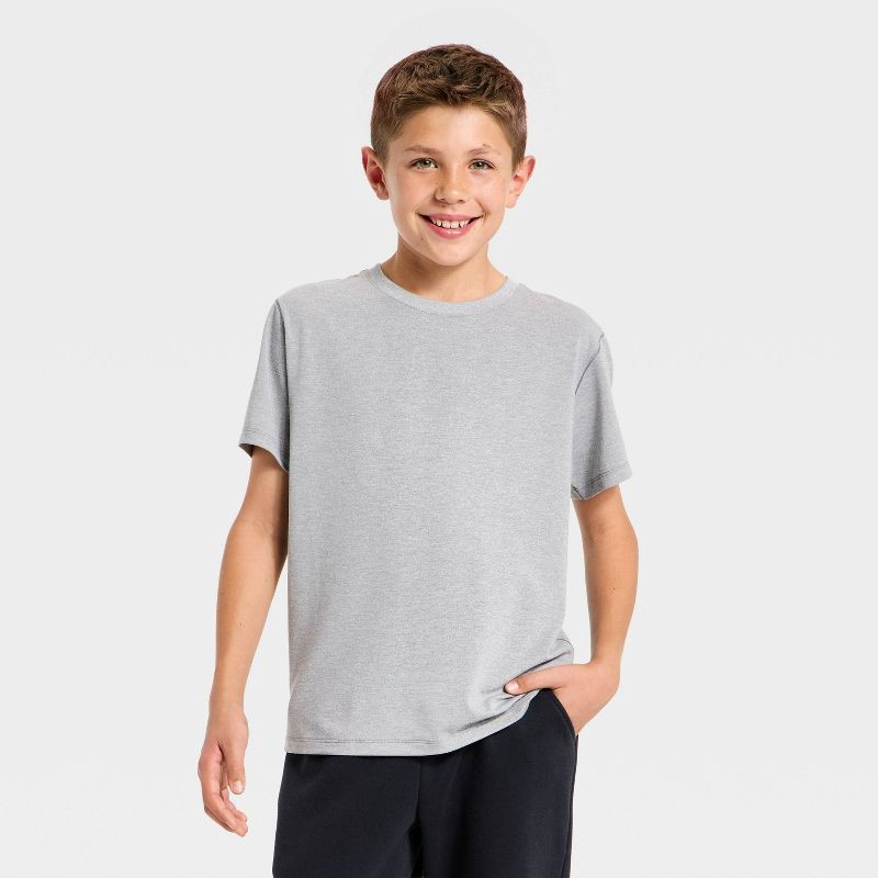 slide 1 of 3, Boys' Short Sleeve Active T-Shirt - All In Motion™ Heather Black XS, 1 ct