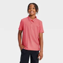 Boys' Textured Short Sleeve Golf Polo Shirt - All In Motion™ Red L