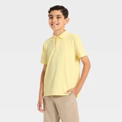 Boys' Textured Short Sleeve Golf Polo Shirt - All In Motion™ Light Yellow XL