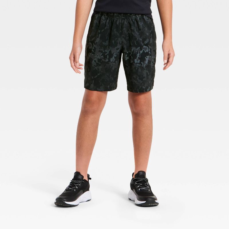 slide 1 of 3, Boys' 'Above the Knee' Active Woven Shorts - All In Motion™ Black XL, 1 ct