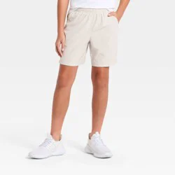 Boys' Mid Rise Textured Grid Woven Shorts - All In Motion™ Beige M