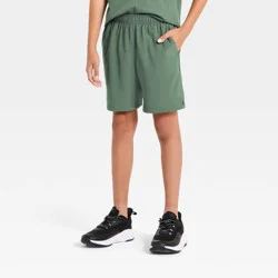 Boys' Mid Rise Textured Grid Woven Shorts - All In Motion™ Forest Green XL