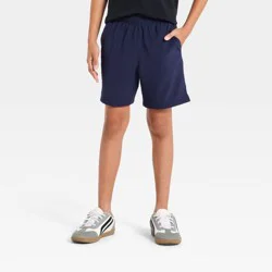Boys' Mid Rise Textured Grid Woven Shorts - All In Motion™ Navy Blue XS