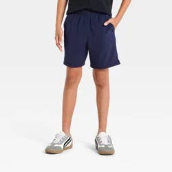 Boys' Mid Rise Textured Grid Woven Shorts - All In Motion™ Navy Blue S