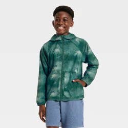 Boys' Windbreaker Rain Coat - All In Motion™ Teal Blue M