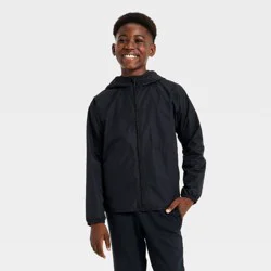 Boys' Windbreaker Rain Coat - All In Motion™ Black XS