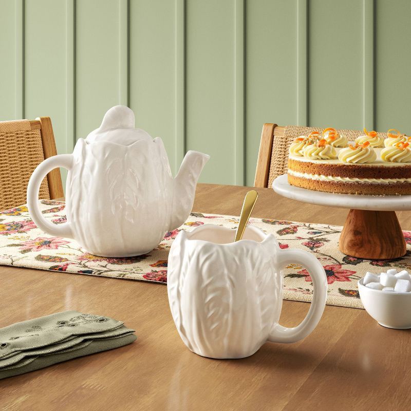 slide 2 of 3, 15 fl oz Stoneware Radicchio Mug White - Threshold™, 15 fl oz