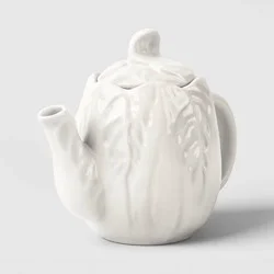 34 fl oz Stoneware Radicchio Teapot White - Threshold™