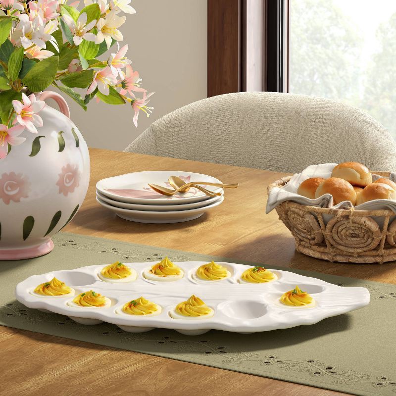 slide 2 of 3, 14" Stoneware Radicchio Egg Plate White - Threshold™, 1 ct