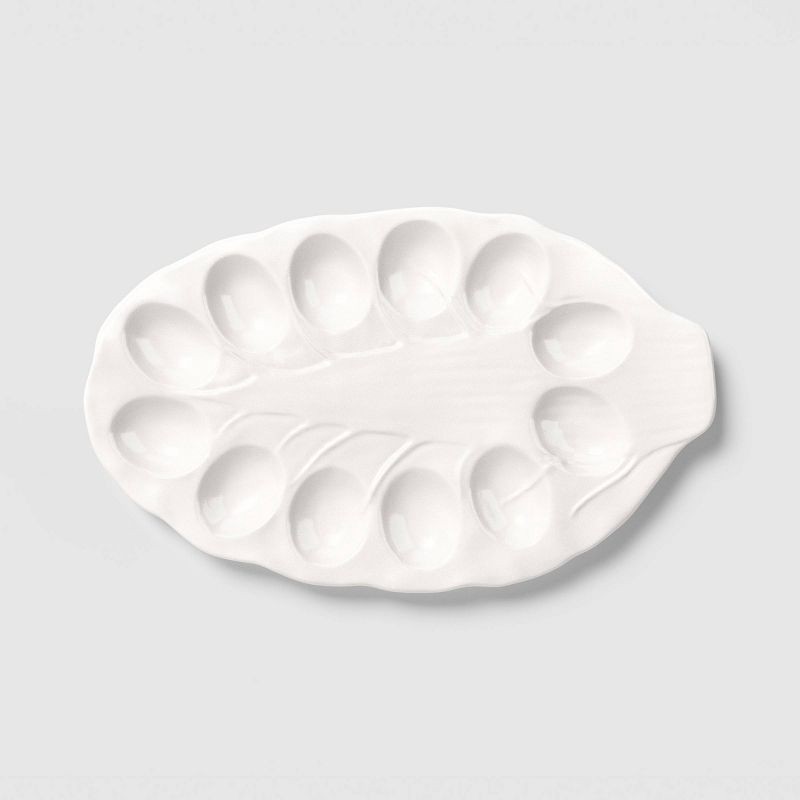 slide 3 of 3, 14" Stoneware Radicchio Egg Plate White - Threshold™, 1 ct