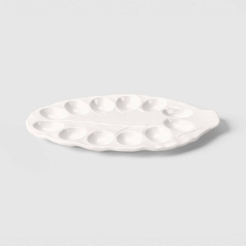 slide 1 of 3, 14" Stoneware Radicchio Egg Plate White - Threshold™, 1 ct