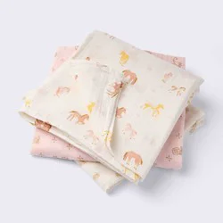 Muslin Swaddle Baby Blankets - Horses - 3pk - Cloud Island™