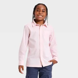 Boys' Long Sleeve Poplin Button-Down Shirt - Cat & Jack™ Rose Pink L
