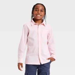 Boys' Long Sleeve Poplin Button-Down Shirt - Cat & Jack™ Rose Pink L