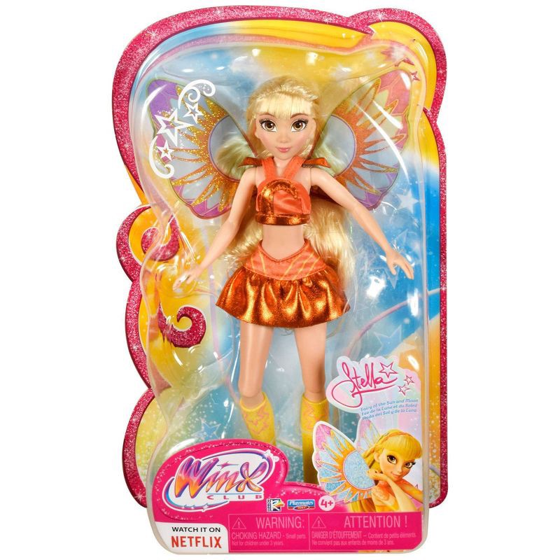 slide 8 of 10, Winx Club Stella Fairy 10.5" Fashion Doll with Glitter Outfit and Removable Wings, 1 ct