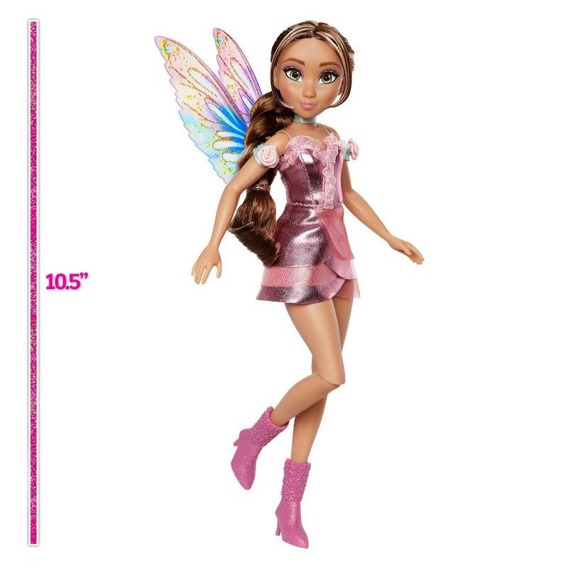 slide 3 of 10, Winx Club Flora Fairy 10.5" Fashion Doll with Glitter Outfit and Removable Wings, 1 ct