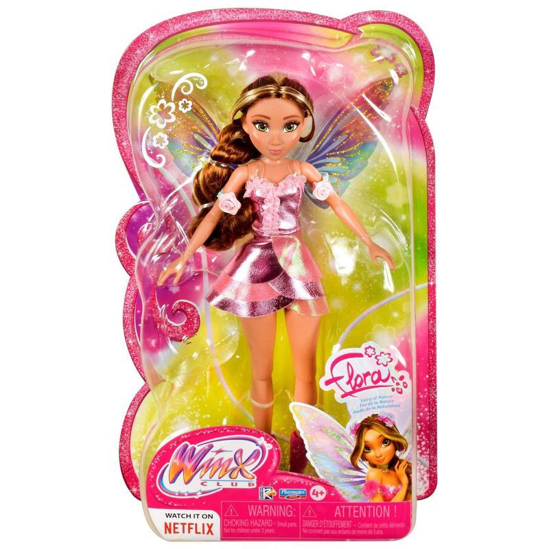 slide 8 of 10, Winx Club Flora Fairy 10.5" Fashion Doll with Glitter Outfit and Removable Wings, 1 ct