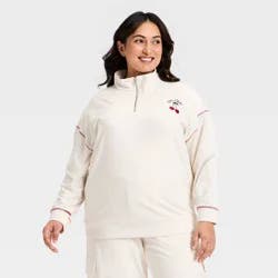 Women's French Terry Pullover Sweatshirt - Ava & Viv™ Cream Cherries 1X