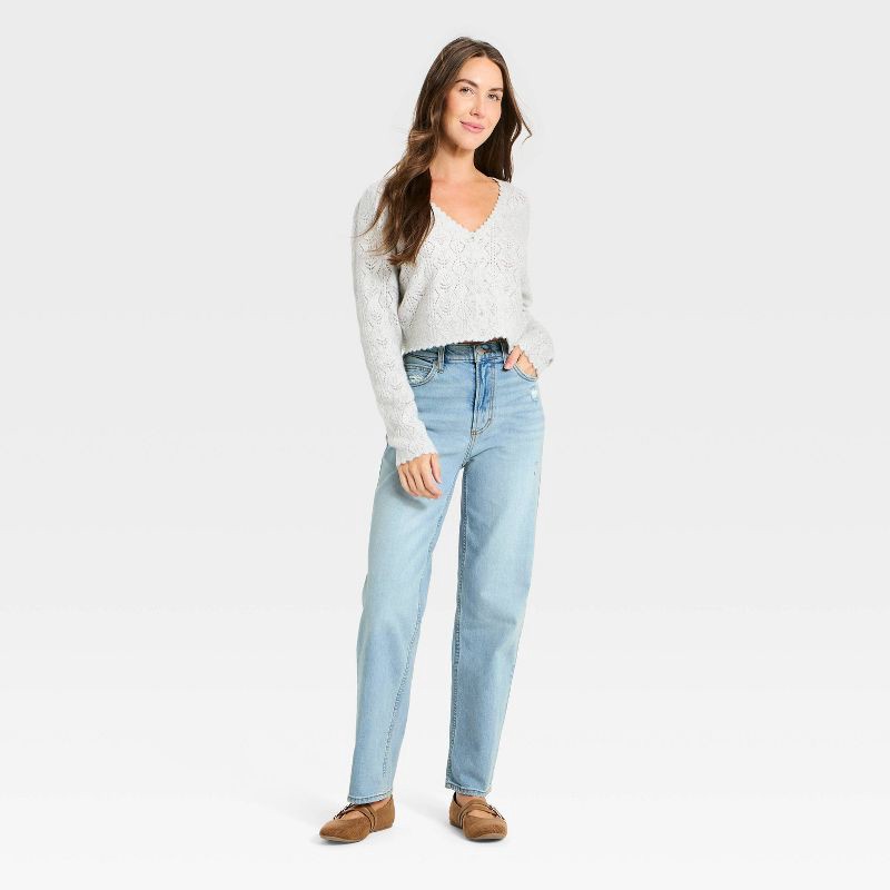 slide 3 of 6, Women's Highest-Rise Vintage Straight Jeans - Universal Thread™ Light Wash 12, 1 ct
