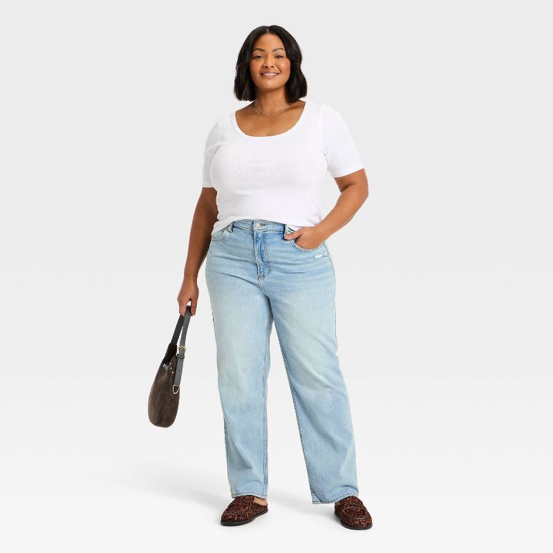 slide 5 of 6, Women's Highest-Rise Vintage Straight Jeans - Universal Thread™ Light Wash 14, 1 ct