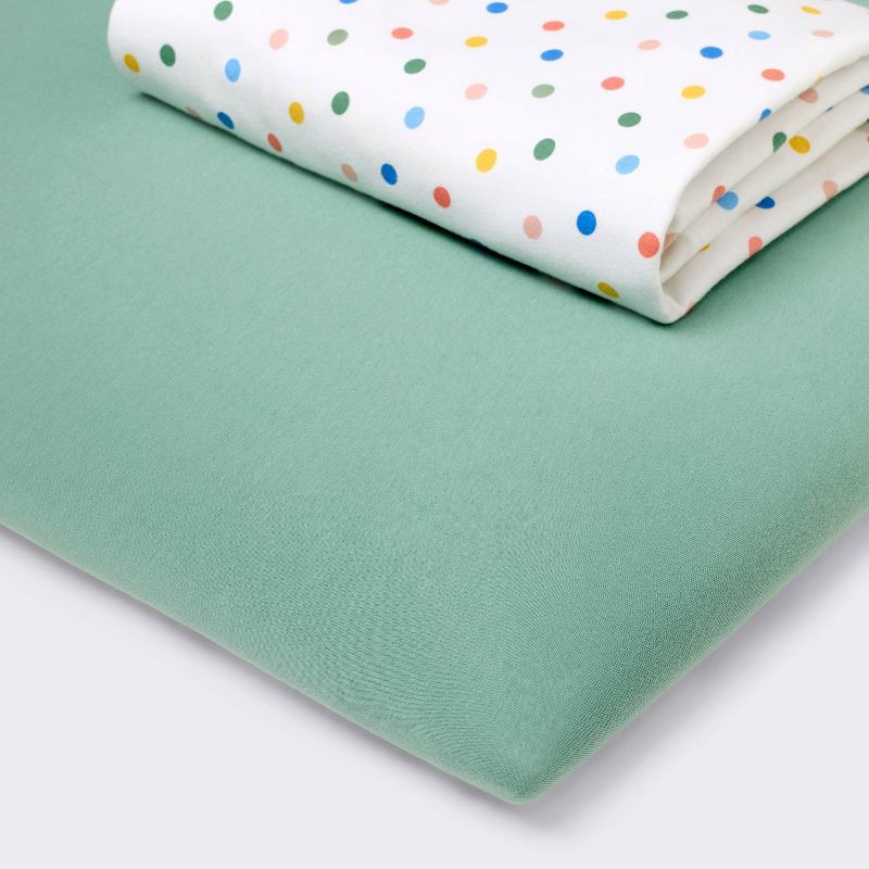 slide 1 of 4, 2pk Fitted Playard Jersey Sheets - Green & Color Dots - Cloud Island™, 2 ct