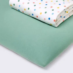 2pk Fitted Playard Cotton Blend Jersey Sheets - Green & Color Dots - Cloud Island™