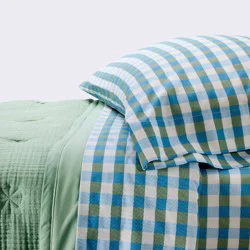 4pc Toddler Bedding Set - Green Plaid - Cloud Island™: Lightweight Cotton, Standard Crib/Toddler, Check Pattern, Woven Fabric
