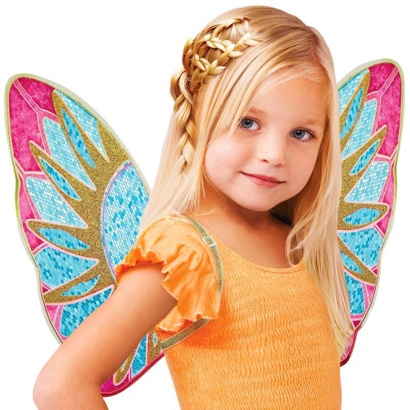 slide 1 of 7, Winx Club Bloom's Stella Wings Dress-Up Costume for Kids - Adjustable 20" Play Wings with Glitter Details, 1 ct