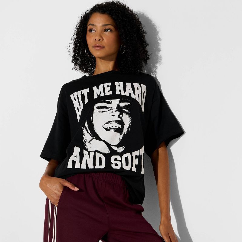 Billie Eilish グラフィックTシャツ ブラック Women's Billie Eilish Hit Me Hard and Soft Oversized Short Sleeve