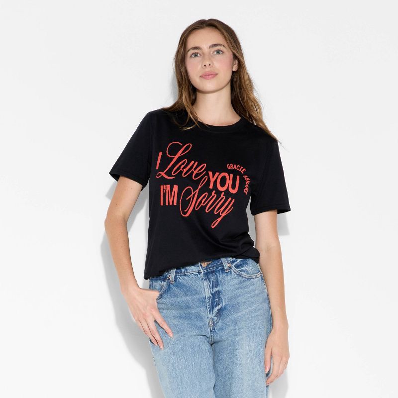 slide 2 of 3, Women's Gracie Abrams Oversized Short Sleeve Graphic T-Shirt - Black L (Target Exclusive), 1 ct