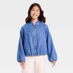 Girls' Denim Bubble Blouson Jacket - art class™ S